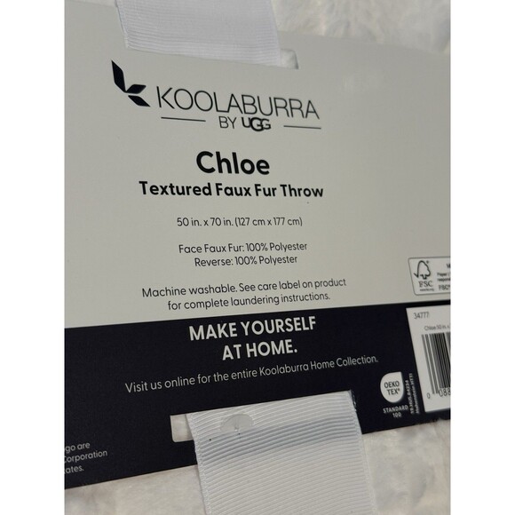 NEW Koolaburra By Ugg Chloe Faux Fur Throw Blanket 50” x 70” White (Various ) - Picture 6 of 8